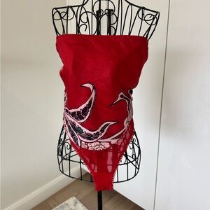 Free People Red Lace Bandeau Top
